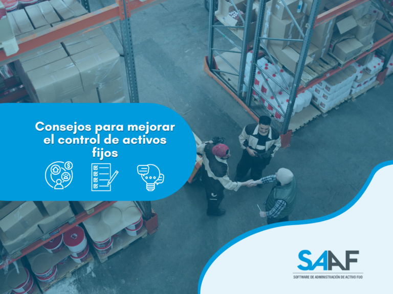 Fotografía de una bodega con trabajadores realizando el control de activo fijo